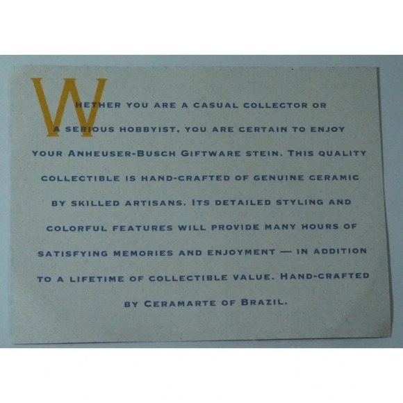 St. Patrick’s Day 1995 Budweiser Tip O Hat Stein - Picture 8 of 8